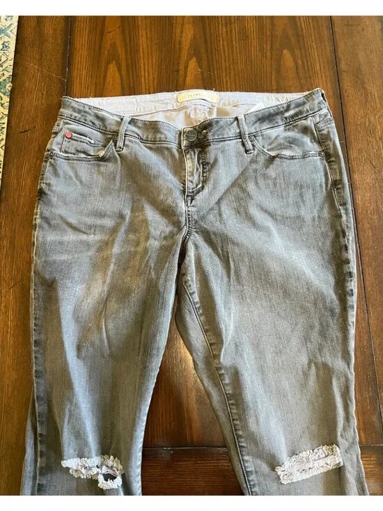 Slink Curvy Jeans Gray Skinny Distressed Ripped Knee Stretch High Rise Jegging14 - Picture 2 of 9